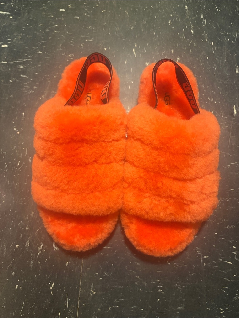 UGG Kids Fluff Slide Sandal - Orange Plush